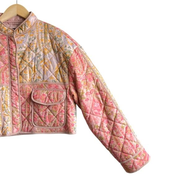 7 For All Mankind Quilted Patchwork Cropped Jacket Size Small - Picture 5 of 12